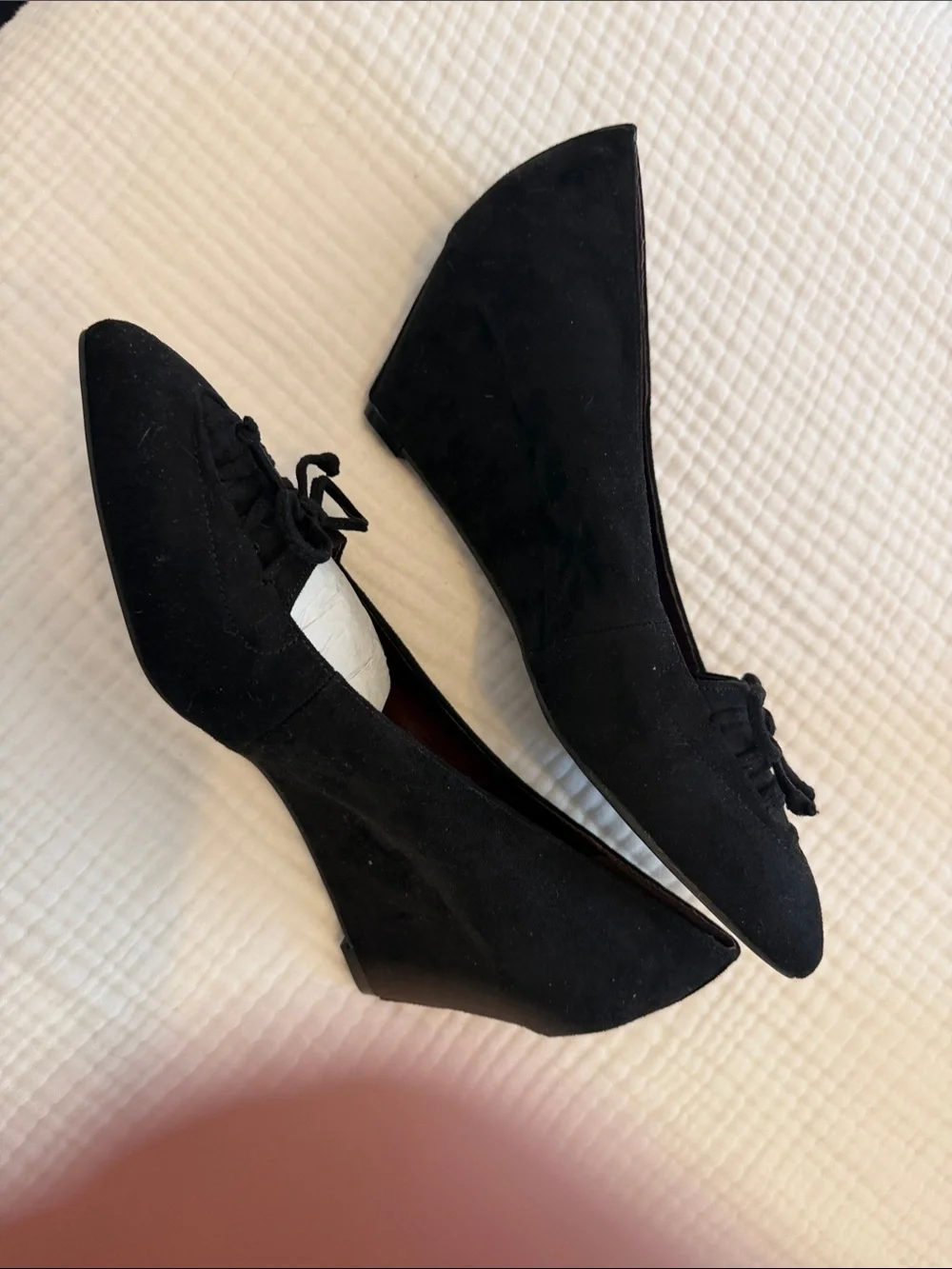 BCBGeneration Black Suede Pointed Toe Flats with Bow Detail